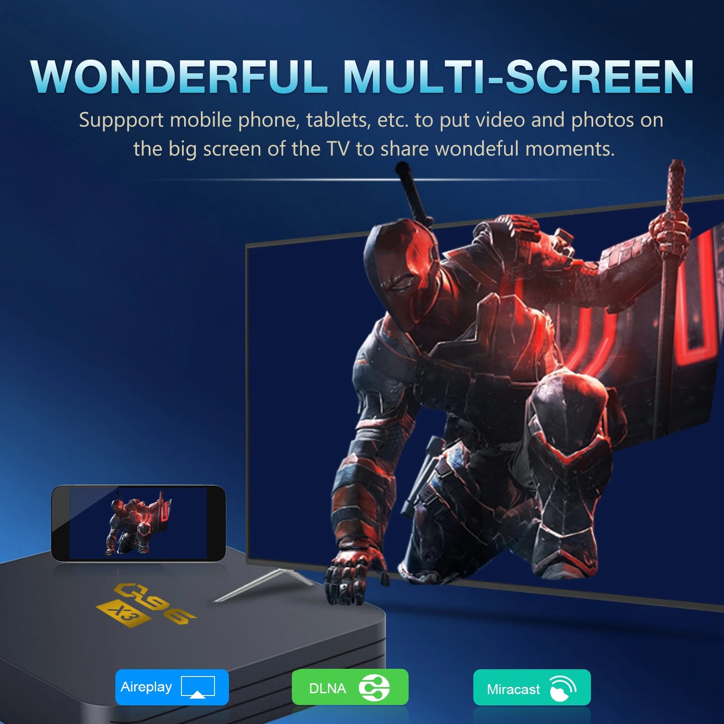 Android TV Box AH-XQ96-100 OS WiFi 2.4G/5G Bluetooth 5.2 Remote