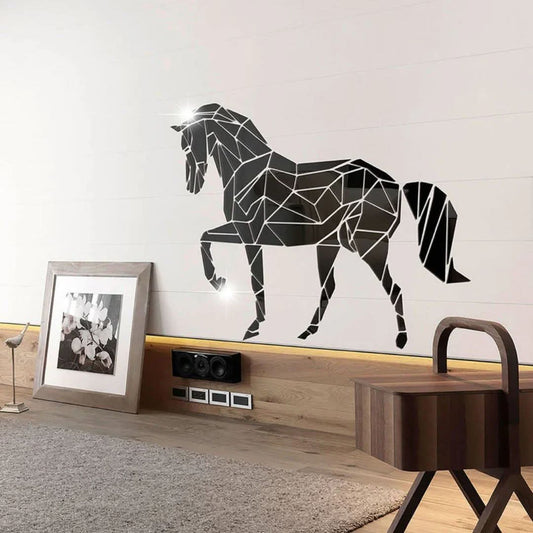 Acrylic Mirror Setting Wall Sticker Animal Horse Stereo Acrylic Mirror Wall Sticker DIY Creative TV Background Living Room Wall Decoration Green Art Wall Sticker