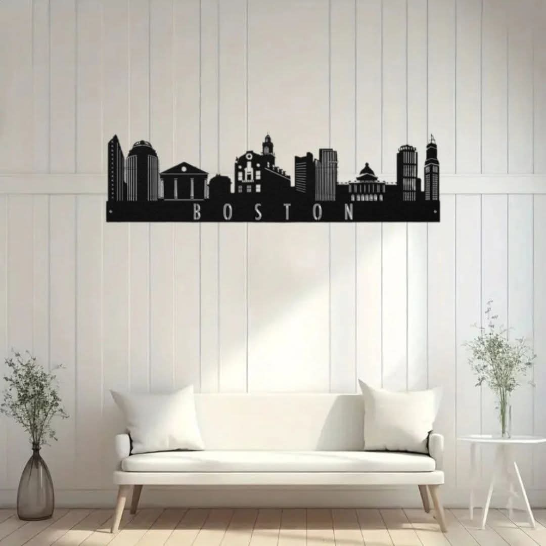 Boston Skyline Metal Wall Art – Modern Cityscape Wall Décor