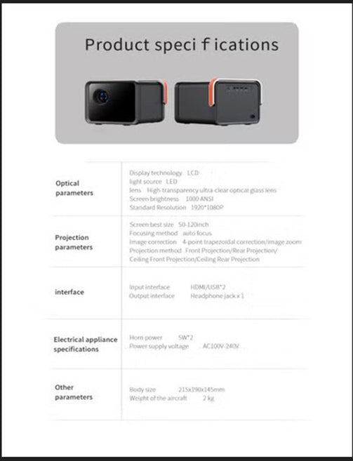 GP-A35S Digital Projector – 1080p Full HD Home Theater & Office Display
