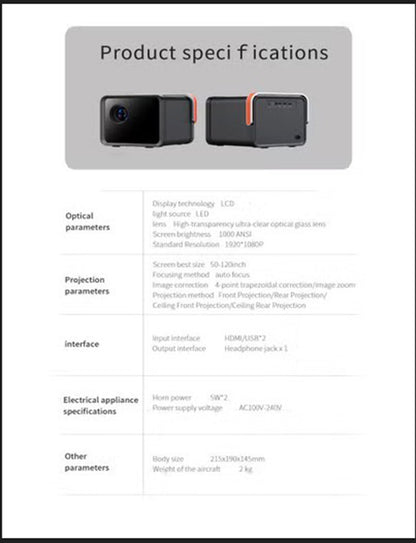 GP-A35S Digital Projector – 1080p Full HD Home Theater & Office Display