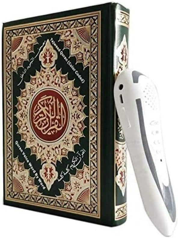 Quran Reading Pen 4GB with 19CM Mushaf – 10 Reciters, 6 Languages, Includes Sahih Bukhari, Sahih Muslim, Qaida Noorania