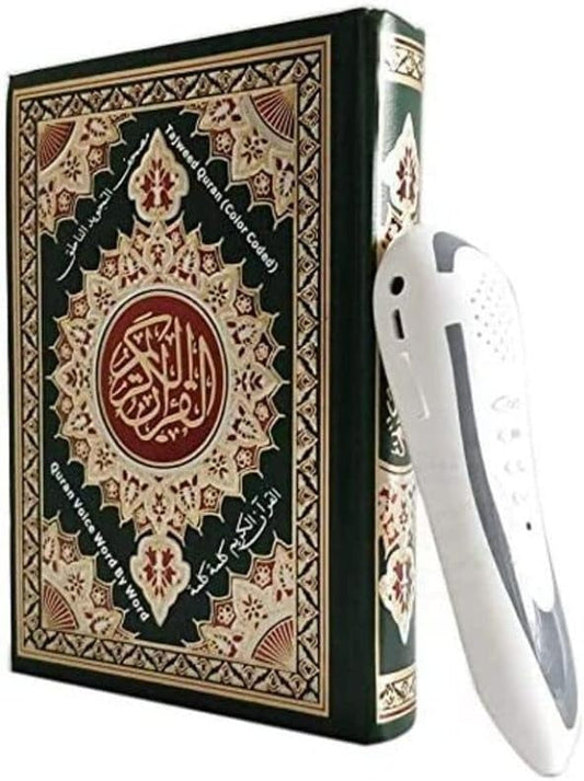 Quran Reading Pen 4GB with 19CM Mushaf – 10 Reciters, 6 Languages, Includes Sahih Bukhari, Sahih Muslim, Qaida Noorania