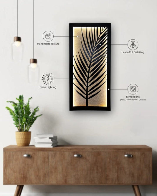 Leaf Lines & Light: Elevate Your Space with Carved Palm Beauty Wall Acrylic