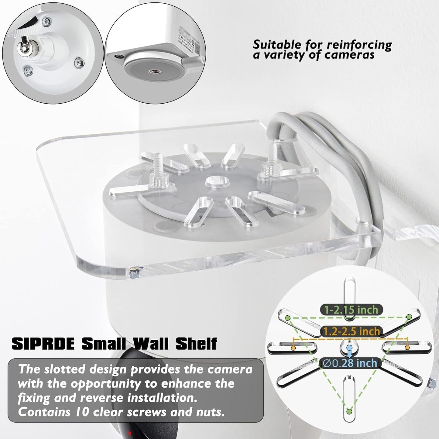 SIPRDE Acrylic Small Wall Shelf Set of 3 – Stylish Floating 10×10 cm Display for Cameras, Speakers, Kids’ Monitors