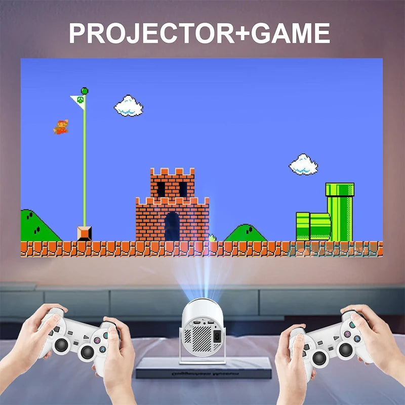 AH Gaming Projector – 2-in-1 Android 11 Smart Projector with Built-in Games and Wireless Controllers