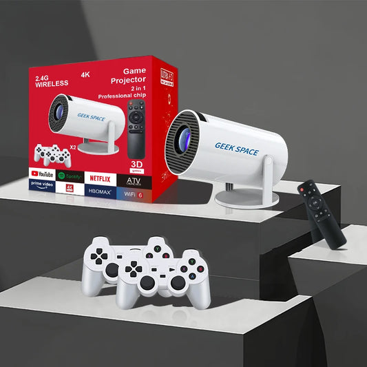 AH Gaming Projector – 2-in-1 Android 11 Smart Projector with Built-in Games and Wireless Controllers