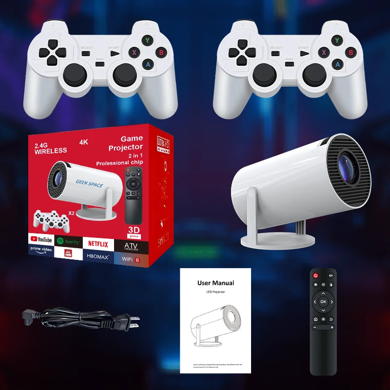 AH Gaming Projector – 2-in-1 Android 11 Smart Projector with Built-in Games and Wireless Controllers