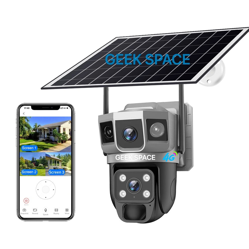 AH - GEEK SPACE VTS02-4G Solar-Powered 4G Outdoor Security Camera