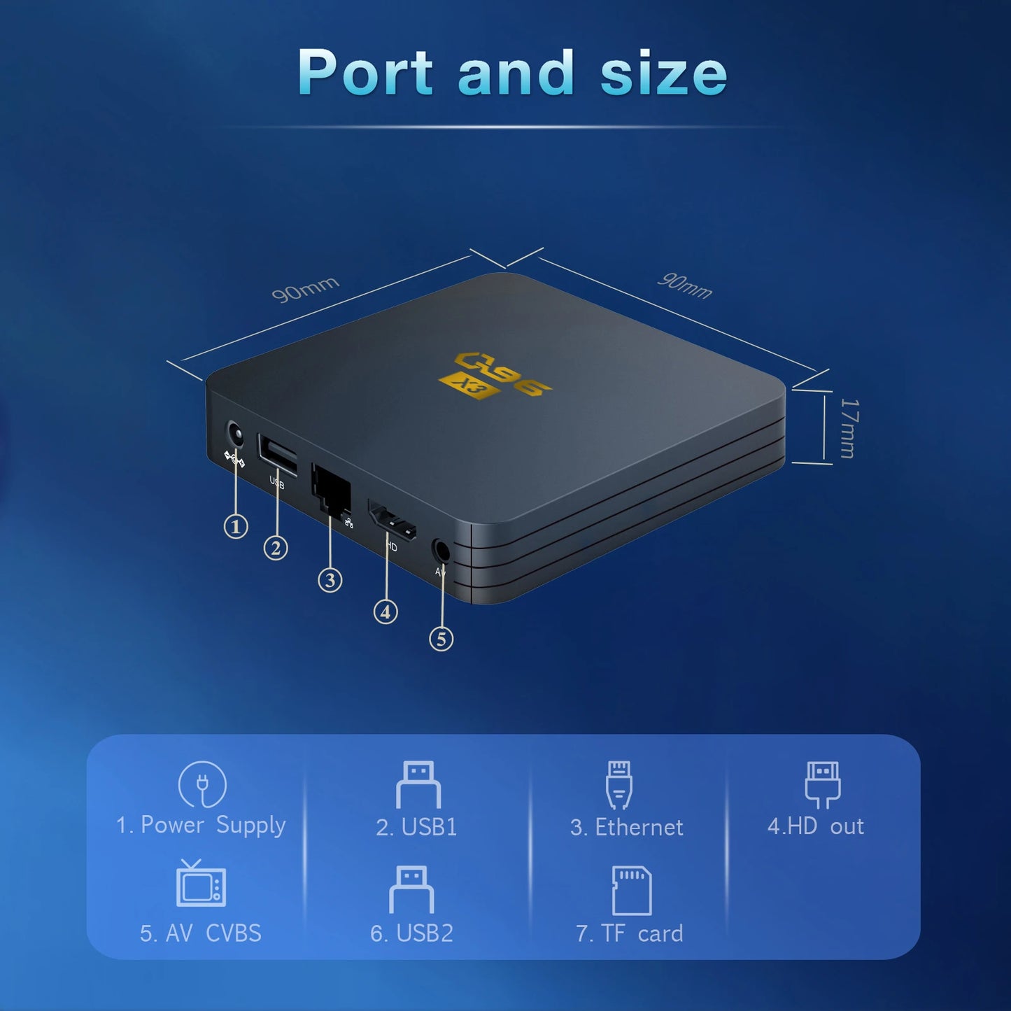 Android TV Box AH-XQ96-100 OS WiFi 2.4G/5G Bluetooth 5.2 Remote