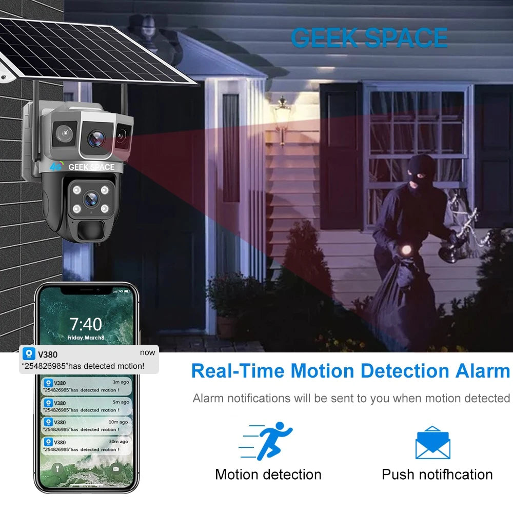 AH - GEEK SPACE VTS02-4G Solar-Powered 4G Outdoor Security Camera