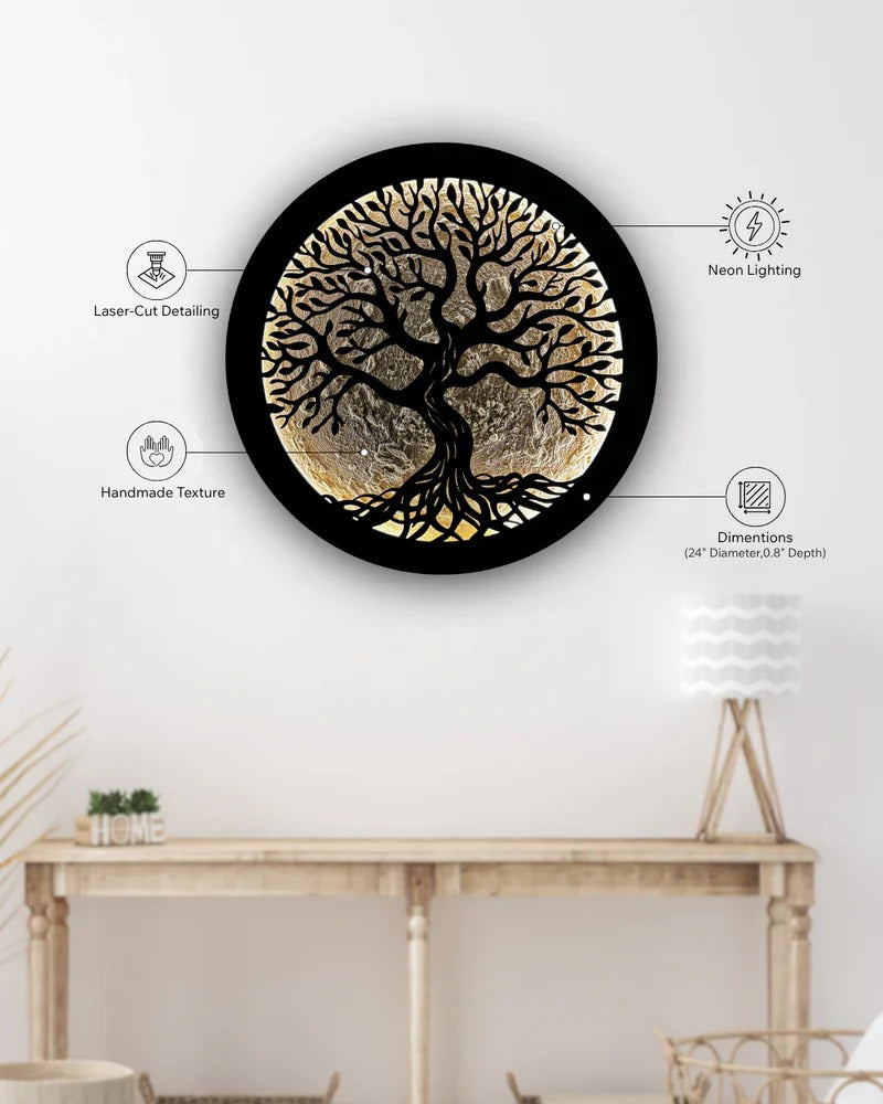 JDD - Golden Heritage – Tree of Life Luminous Art Frame